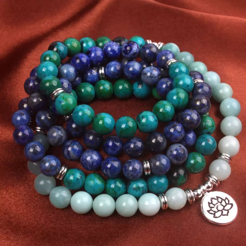 Lapis Lazuli-Amazonite-Azurite Full Mala